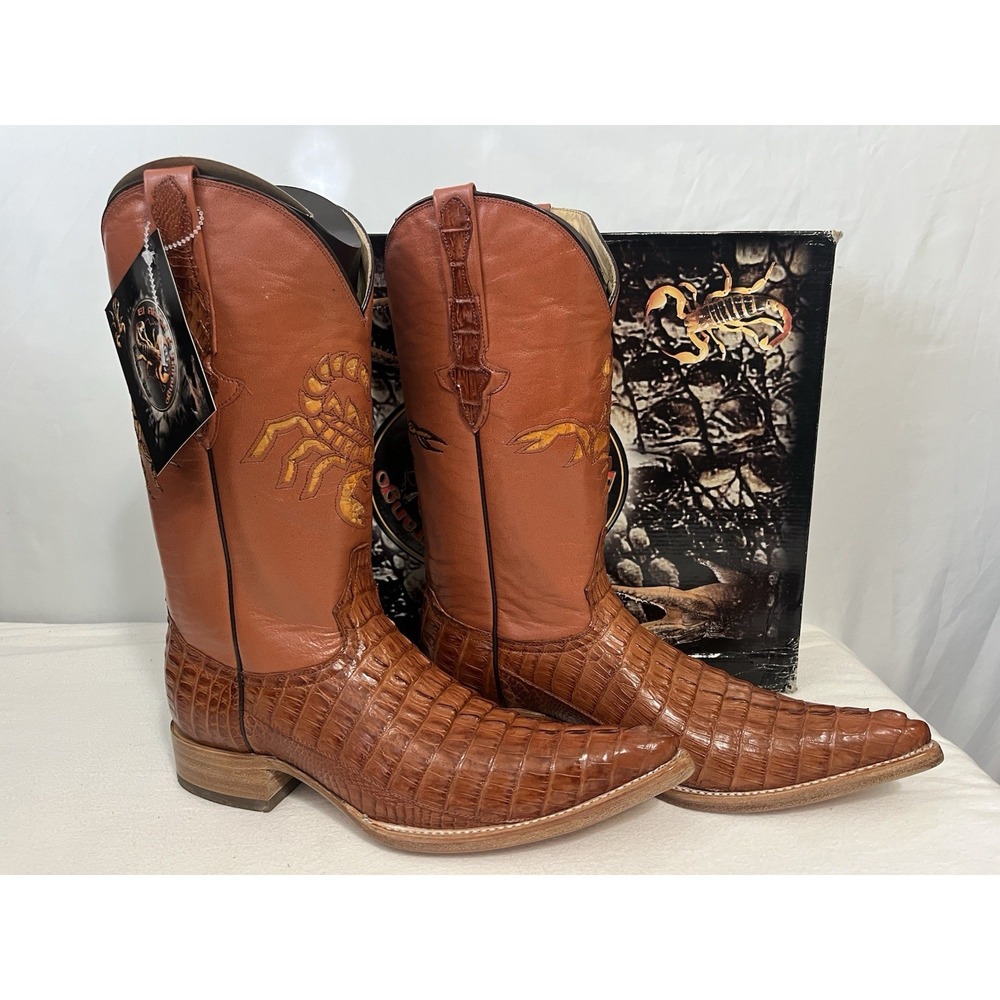 El Alacran De Durango Brown Cognac Crocodile Tail Cowgirl Boots Sz 8 Scorpion